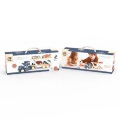 Alternative view of Ξύλινο Φορτηγό αυτοκινήτων με 4 οχήματα 39x9,5x16,5 cm