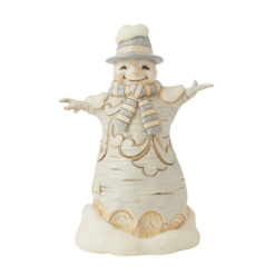 Forest Flurries (White Woodland Carved Snowman Figurine) 14 cm