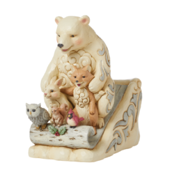 Snowbuddies (White Woodland Animals on Toboggan Figurine) 17 cm
