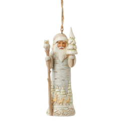 White Woodland Birch Bark Santa Hanging Ornament 11,5 cm