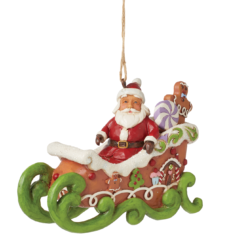 Santa in Sled Hanging Ornament 7,5 cm