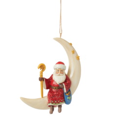 Santa in Moon Hanging Ornament 9,5 cm