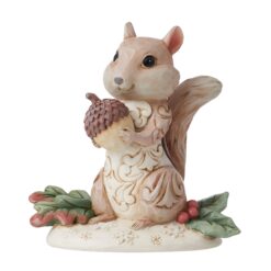 White Woodland Chipmunk Holding Acorn 9 cm
