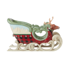 Open Deer, Open Sleigh (Large Sleigh Figurine) 21 cm