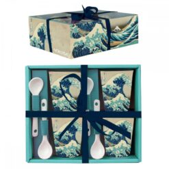 Σετ 4 Κούπες Espresso Με Κουταλάκια "Vague" Hokusai 90 ml 8 cm