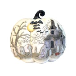 A Little Batty (Pumpkin Scene with Bats) 23 cm