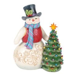 All is Merry and Bright (Snowman with Vintage LED Tree) 21,5 cm