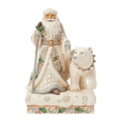 Wintertime Wonder (White Woodland Santa with Bear) 25,5 cm