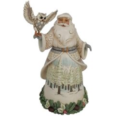 Santa's Woodland Messenger (White Woodland Santa with Owl) 21 cm