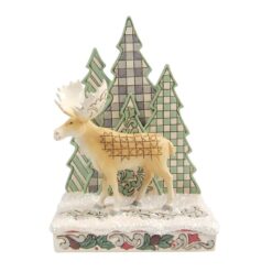 Frozen Forest (White Woodland Moose with Layered Trees) 20,5 cm