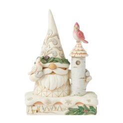 Holiday Guests (White Woodland Gnome with Birdhouse and Birds) 16 cm