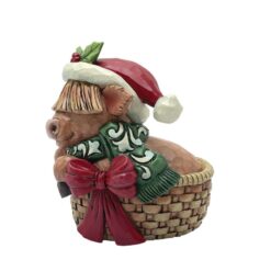 Alternative view of Highland Cow in Basket Mini Figurine 9 cm
