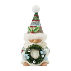 Wreathed in Holiday Joy (Gnome with Wreath & Fur Trimmed Hat) 19 cm