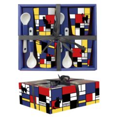 Σετ 4 Κούπες Espresso Με Κουταλάκια "Chat" Mondrian 90 ml 8 cm