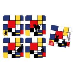 Σετ 4 Σουβέρ "Chat" Mondrian 10x10 cm