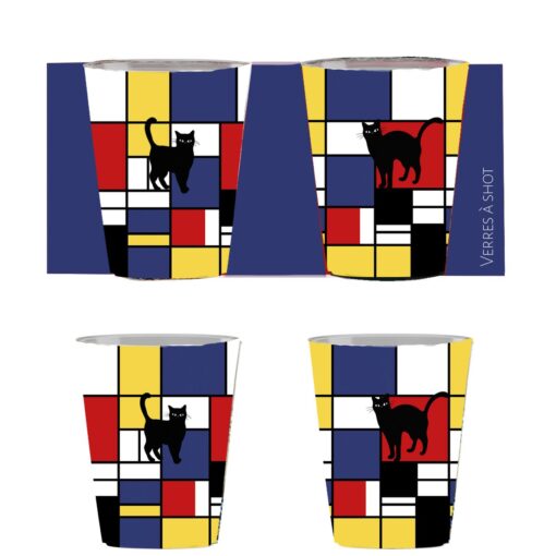 Σετ 2 Σφηνάκια "Chat" Mondrian 6,5x13 cm
