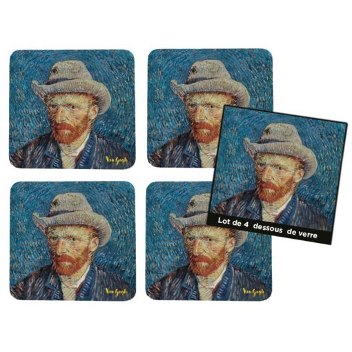 Σετ 4 Σουβέρ "Αυτοπροσωπογραφία" Van Gogh 10x10 cm