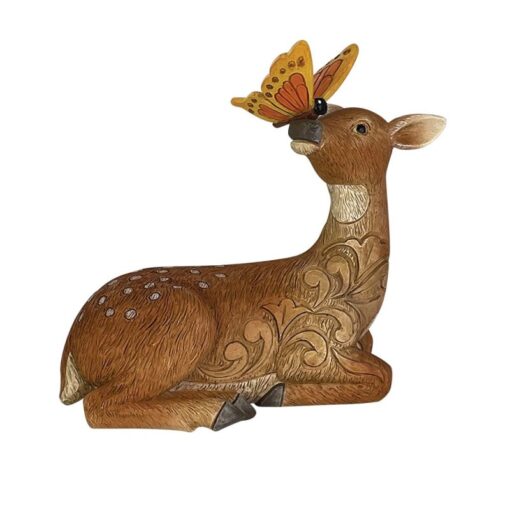 Deer with Butterfly Figurine 9 cm