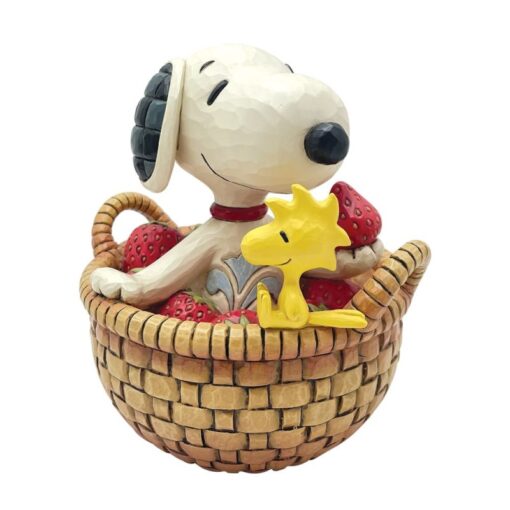 Snoopy in Basket of Strawberries Figurine 12,5 cm
