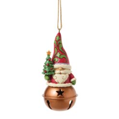 Christmas Gnome on Bell Hanging Ornament 10 cm