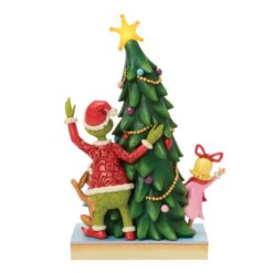 Alternative view of Grinch, Cindy & Max Peeking Out from LED Tree 26,5 cm