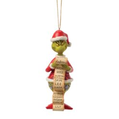 Grinch with Lists Hanging Ornament 13,5 cm