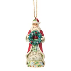 Santa with Resin Wreath Hanging Ornament 11,5 cm