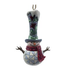 Snowman Tall Hat Hanging Ornament 11 cm