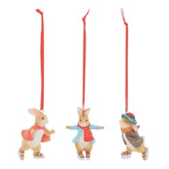 Peter Rabbit™, Benjamin & Flopsy™ Skating Hanging Ornaments (Set of 3) 6,5 cm