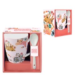 Κούπα Με Κουταλάκι Cat Flower 300 ml 13x12 cm