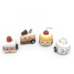 Ξύλινα Αυτοκινητάκια Pull Back "Cakes & Pastries" (Ass 8 τεμ)